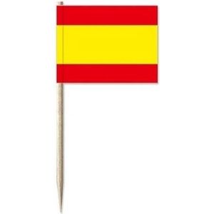 Cocktailprikkers Spanje 100 stuks vlaggetjes - Spaanse vlag prikkertjes