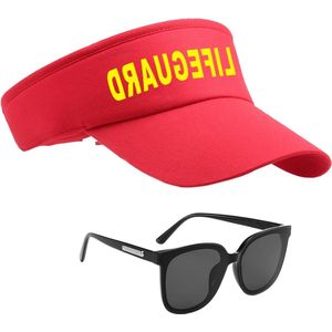 2 Pieces Rescue Protection Costume Accessories - Adjustable Guard Hat Sunglasses Sunscreen Hats for Adults Kids Fancy Dress Men Women