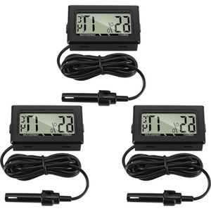 Mini LCD digitale thermometer-hygrometer met externe sensor voor koelkast vrieskast aquarium.