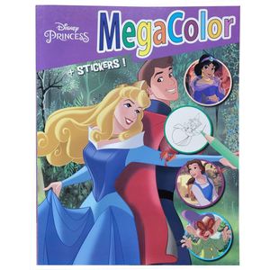 Disney Princess - Megacolor Aurora - kleurboek met +/- 130 kleurplaten en 1 vel stickers - prinsessen - knutselen - kleuren - tekenen - creatief - verjaardag - kado - cadeau