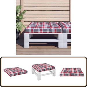 vidaXL Palletkussen - 70x70x12 cm - Rood Ruitpatroon Palletkussen - Tuinkussen - Zitkussen - Outdoordecoratie - Patiokussen