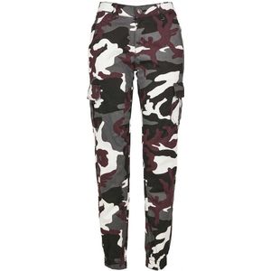 Urban Classics - High Waist Camo Cargobroek - Taille, 26 inch - Rood