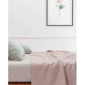 Elegante Linnen Look Laken Roze | 160x290 | Ademend En Ventilerend | Fijn Geweven