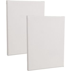 Handbespannen canvas schildersdoek - 2x - 18 x 24 cm - wit - schilderijen maken - kinderen/volwassenen