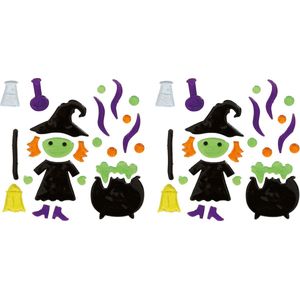 Horror raamstickers heks 20 x 25 cm - 2x - Halloween feest decoratie - Horror stickers