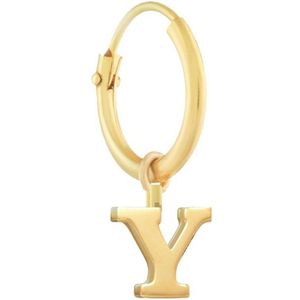 New Bling 9NBG-906Y Gouden Oorring met Letterhangertje - Half Paar - 11mm Doorsnee - Letter Y - 4mm - 14 Karaat - Goud