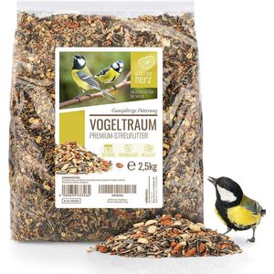 Wildtier Herz® - Vogeltraum Premium vogelvoer zonder tarwe voor wilde vogels - Voer voor elk seizoen - Zonnebloempitten - Strooivoer, vet voer (2,5kg)