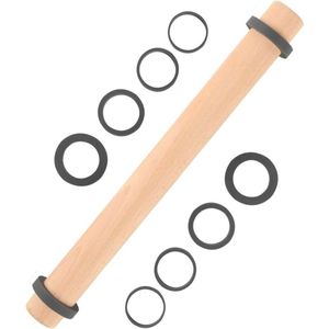 Beukenhouten Deegroller met Afneembare Siliconen Ringen - Bakaccessoires voor Pizza, Koekjes en Meer (40cm)