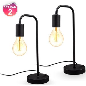 B.K.Licht - Bedlampen - set van 2 metalen tafellampen - excl. lichtbron