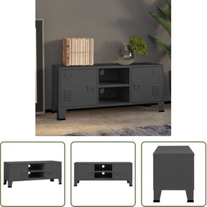 The Living Store TV-meubel Urban - Antraciet - 105 x 35 x 42 cm - Metalen constructie - 2 deuren - 1 schap