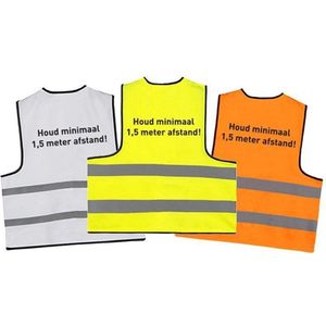 Hesjes 1,5 meter afstand houden (5 pack) - Veiligheidsvest - Houd afstand hesjes - 5 pack witte veiligheidshesjes