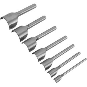 Halfronde Punch Belt End Cutter Set met Halve Cirkel Punch 10-14mm - Zilver Gereedschap voor Portemonnee Kaart Case Horlogeband Handtas, 7 stuks