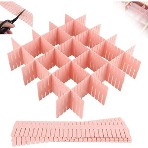 36 stuks ladeverdelers, 32,4 x 7 cm, verstelbaar opbergsysteem, roze lade-organizer, kunststof ladeverdelers voor ondergoed, sokken, cosmetica, slaapkamer, commode, kast