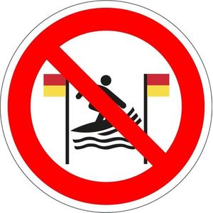 Verboden te surfen tussen rode en gele vlag bord - kunststof - P064 300 mm