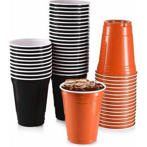 Black Cups & Orange Cups- 50 stuk(s) - Beerpong Drankspel - Plastic Bekers - Halloween