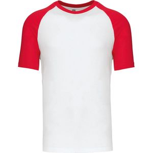 SportT-shirt Heren S Kariban Ronde hals Korte mouw White / Red 100% Katoen