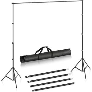 Neewer® - Achtergrondsteunsysteem voor Fotostudio's - 2 x 3 m - Verstelbare Achtergrondstandaard met 4 Dwarsbalken - 6 Achtergrondklemmen - 2 Zandzakken en Draagtas voor Portret- en Studiofotografie