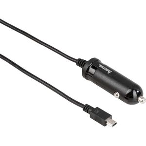 Hama Autolader - Auto oplader Mini USB - Oplaadkabel - LED-indicatie - Geschikt voor diverse apparaten - 1 meter - Beveiliging - Zwart