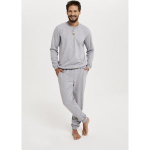 Italian Fashion | Lider | 100% katoenen | trainingspak voor heren | huispak | winter pyjama| grijze gemêleerde kleur XXL