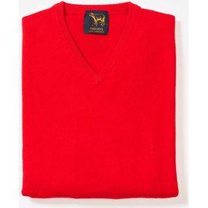 Osborne Knitwear Trui met V hals - Lamswol - Tartan Scarlet - L
