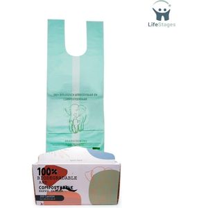 LifeStages - Luieremmer Zakken - 100% Biologisch Afbreekbare En COMPOSTABELE Luierzakken - 200 Geurvrije Zakken