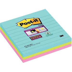 3M Post-it super sticky notes gelijnd Miami 101 x 101 mm (3 pack)