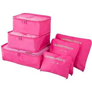 Bagage-Organizer,6 Stuks Koffer Organizer Bevat 3 * Pakkubussen en 3 * Opbergzakken, Reistassen Voor Droge Kleding, Ondergoed, Cosmetica en Andere Accessoires