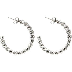 Oorbellen Gedraaid - Oorringen - RVS - 2,5 cm - Zilverkleurig