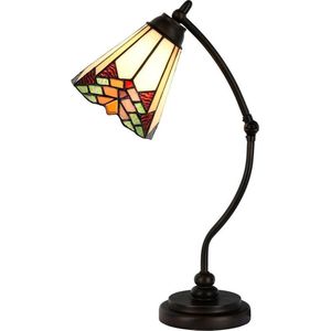 Tiffany Tafellamp Ø 26*50 cm E14/max 1*40W Beige, Rood Glas in lood Art Deco Tiffany Bureaulamp Tiffany Lampen