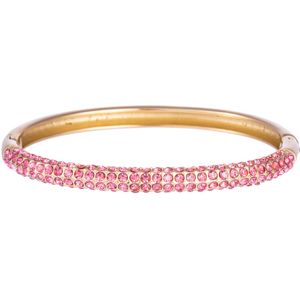 Nouka Dames Armband – Goud Gekleurde Bangle met Roze Steentjes - Stainless Steel – Cadeau voor Vrouwen