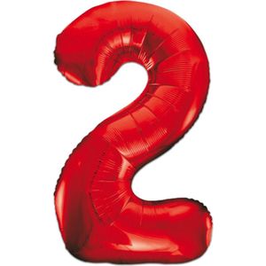 LUQ - Cijfer Ballonnen - Cijfer Ballon 2 Jaar rood XL Groot - Helium Verjaardag Versiering Feestversiering Folieballon