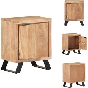 vidaXL Nachtkastje Industriële Stijl Acaciahout - 40 x 30 x 50 cm - Uniek design met natuurlijke houtnerven - Montage vereist - Kast