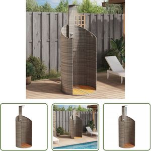 vidaXL Tuindouche - Buitendouche - Buitendouche 100x100x241,5 cm poly rattan en acaciahout grijs - Regenwaterdouche - Outdoor Douche - Houten Douche