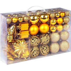 Kerstballenornamenten, set van 108 kerstballen, plastic onbreekbare kerstballen voor kerstboom, hangende kerstballen, decoratie, ornamenten, thuisfestivaldecoraties