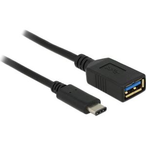 USB-C (m) - USB-A (v) (volledig bedekt) adapter - USB3.0 / zwart - 1 meter