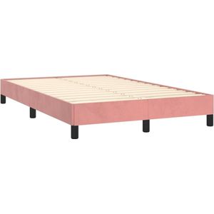 vidaXL - Boxspring - met - matras - fluweel - roze - 120x190 - cm