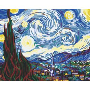 Best Pause De Sterrennacht van Vincent van Gogh - Schilderen op nummer - 40x50 cm - DIY Hobby Pakket, Sinterklaas Speelgoed Kerst Cadeau
