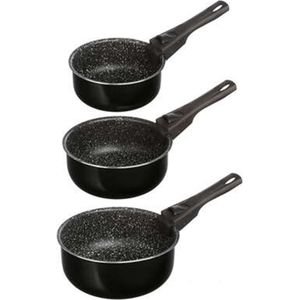 5Five - Steelpan/sauspan 3x stuks - alle kookplaat types- aluminium - zwart - 16/18/20 cm