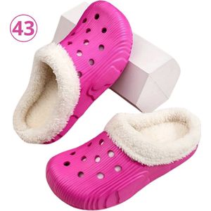 Nivard Warme Pantoffels - Sloffen - Slippers - Dames - Heren - Pluche - Maat 41 - Roze