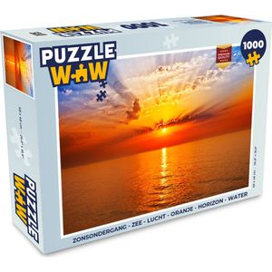 Puzzel Zonsondergang - Zee - Lucht - Oranje - Horizon - Water - Legpuzzel - Puzzel 1000 stukjes volwassenen