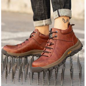 AX Fashion - Werkschoenen - 44 - Dames / Heren - AX Fashion - Lederen Veiligheidsschoenen - Schoenen voor werk - Werkende laarzen - Beschermende schoenen - Anti ippact - Onmenkijable Sole - Anti slip - Beschermende neus - Beschermende zool