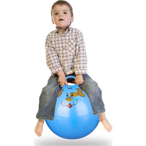 Relaxdays skippybal kinderen - springbal klein - 45 cm - handvat - binnen & buiten - dier - blauw