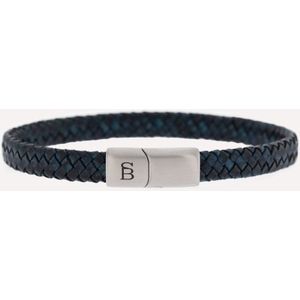 STEEL & BARNETT Riley Leren Armband - Heren - Blauw - 20.5 cm
