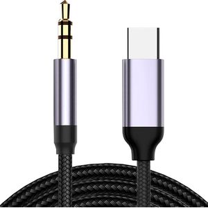 Qost - USB C Naar 3.5mm Headphone Jack - Audio Aux Kabel - USB C naar naar Audio Auto Kabel - 1 Meter - Zwart - 3,5 mm jack naar USB-C