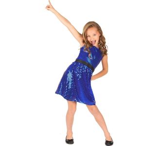 NINGBO PARTY SUPPLIES - Blauwe glitter disco jurk voor meiden - 116/122 (6-7 jaar)