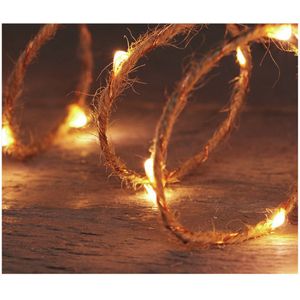 Anna Collection touwverlichting lichtsnoeren - 2x st- jute - warm wit - 100 cm