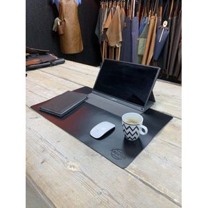Xapron leren bureaulegger - Kleur Zwart (black) - 60 × 40 cm - Handgemaakt - Kantoor - Gaming
