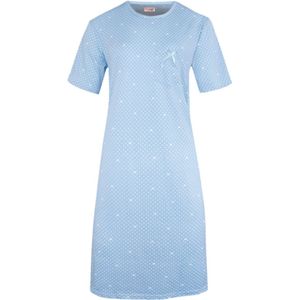 Dames nachthemd korte mouw met stippen 6528 M blauw