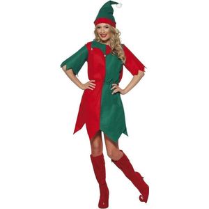 Kerst elf kostuum rood/groen voor dames 40/42