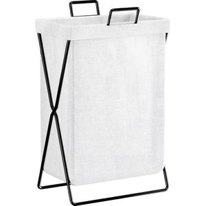 PrimePlus Wasmand met Metalen Poten - Waterafstotend - Wassorteerder - Stijlvol & Ruimtebesparend - Inklapbaar - Compact Design - 55x35x25 cm - Wit